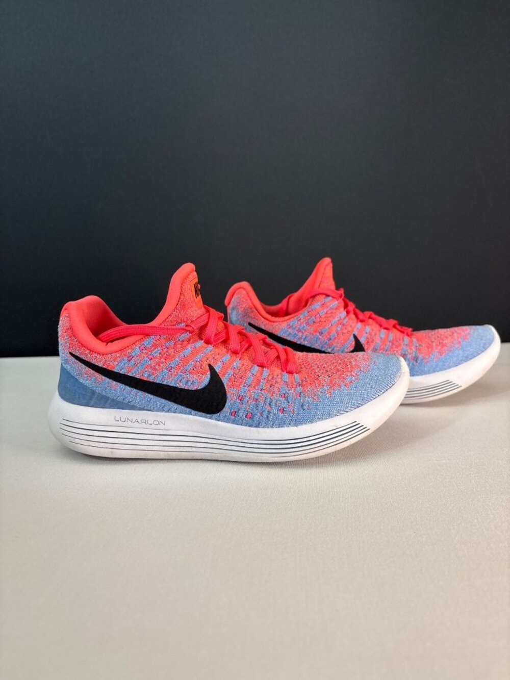 Nike LunarEpic Flyknit Racer Running Shoes Coral Blue Lightweight Breathable (7)